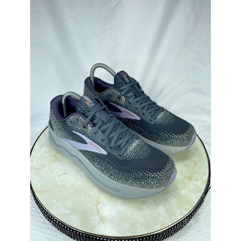 Brooks Ghost Max 2 Running Shoes Womens 9.5 Grey Purple Cushioned Gym Sneakers